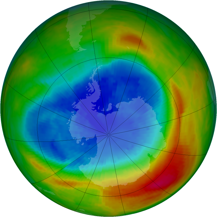 Antarctic ozone map for 15 September 1988